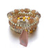 1pcs Bohemian Wood Beads Bracelet , Colorful Crystal Beaded Bracelet, Feather Pendant Multilayer Stretch Bracelet Women&