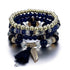 1pcs Bohemian Wood Beads Bracelet, Crystal Beaded Bracelets, Wings Pendant Tassel Multilayer Stretch Jewelry Women&