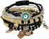 Bohemian Stretch Beads Bracelets Multilayer Evil Eye Hamsa Hand Bracelet Boho Charms Stretch Stackable Bracelet Handmade Multicolor Crystal Beaded