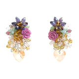 Creative Crystal Flower Beaded Earrings Eardrop Pendant Earrings For Women Girl Jewelry Gift