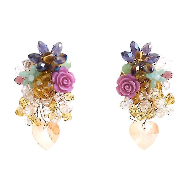 Creative Crystal Flower Beaded Earrings Eardrop Pendant Earrings For Women Girl Jewelry Gift