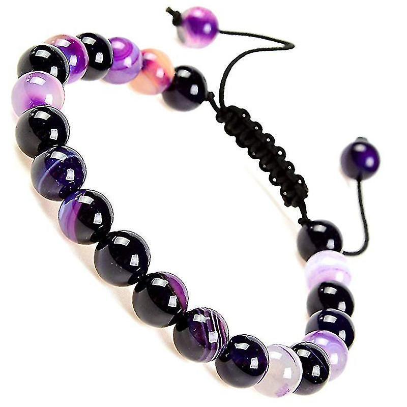 Fong Fong Massive Beads Natural Healing Power Gemstone Crystal Beads Unisex Adjustable Macrame Bracelets 8mm