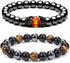 Hematite Black Obsidian Tiger Eye Stone Bracelets For Men Women 10mm Natural Round Gemstone Beads Beaded Healing Crystal Triple Bracelet