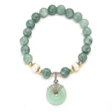 Jade Green Natural Crystal Pearl Couple Bracelet Donut Buckle Pendant Transfer Beads Female Elastic Rope Design