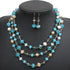 Multi Layer Crystal And Glass Beads Necklace And Crystal Earrings Crystal Jewelry Set - Blue