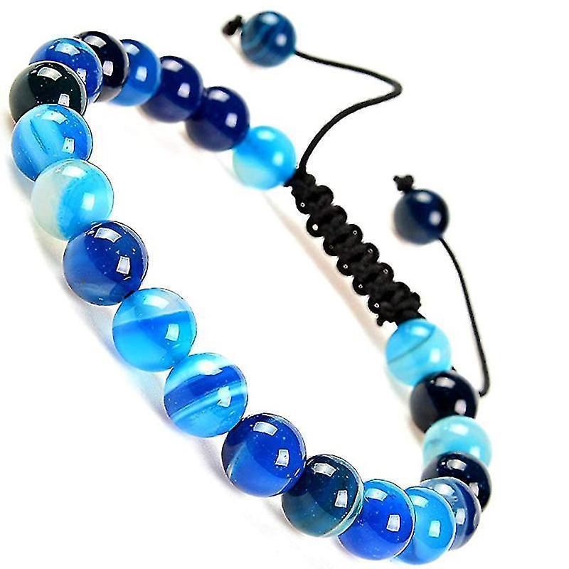 Natural Healing Power Gemstone Crystal Beads Unisex Adjustable Macrame Bracelets 8mm