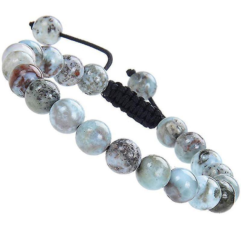 Natural Healing Power Gemstone Crystal Beads Unisex Adjustable Macrame Bracelets 8mm