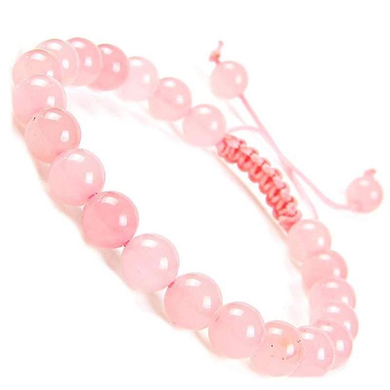 Natural Healing Power Gemstone Crystal Beads Unisex Adjustable Macrame Bracelets 8mm