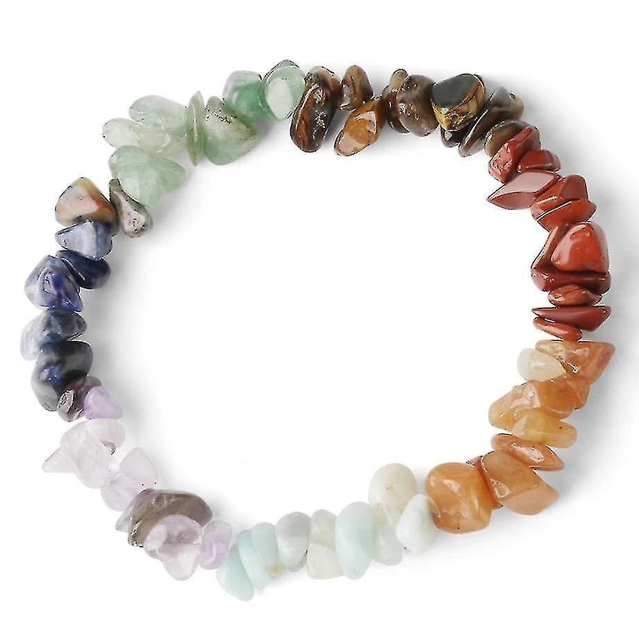 Natural Stone 7-chakra Chip Beads Healing Crystal Bracelet