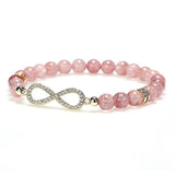 Natural Strawberry Healing Bracelet Women's Girl's Crystal Round Bead Zircon Hand Chain
