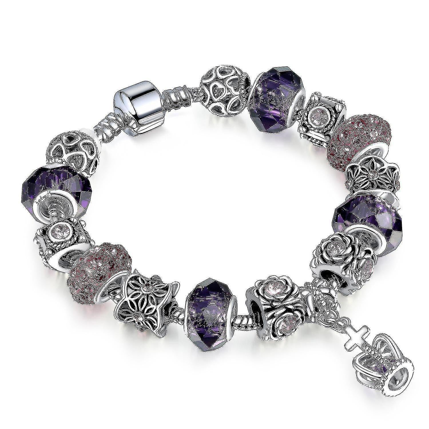 Purple Crystal Beads Women Bracelet Diy Gift