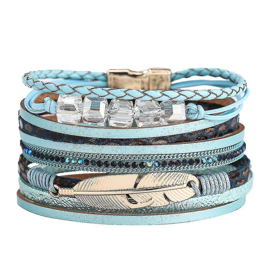Sajy Women's Feather Wrap Bracelet Crystal Bracelet Handmade Jewelry Bohemian Gift