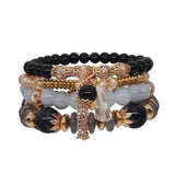 Women Bohemian Hand String Ocean Style Multi Circle Pearl Crystal Bracelet