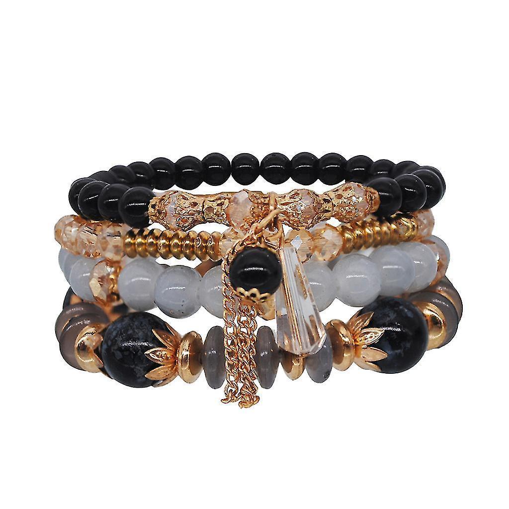 Women Bohemian Hand String Ocean Style Multi Circle Pearl Crystal Bracelet