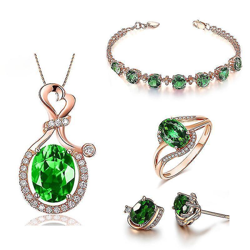 Women Jewelry Set Crystal Necklace Earrings Bracelet Ring Set,jewelry Gifts For Mother Wife Girls