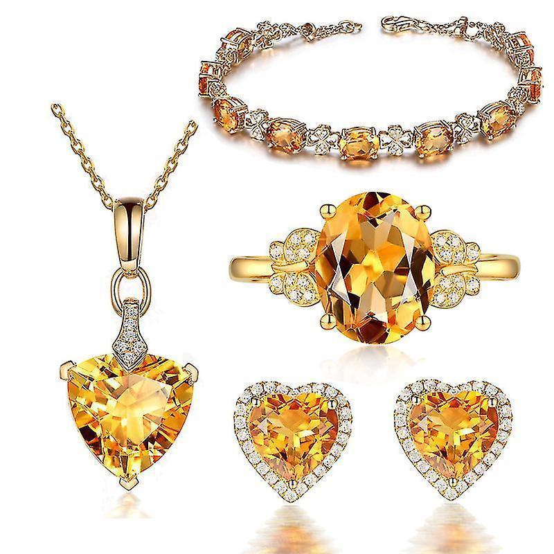 Women Jewelry Set Crystal Necklace Earrings Bracelet Ring Set,jewelry Gifts For Mother Wife Girls