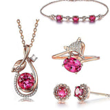 Women Jewelry Set Crystal Necklace Earrings Bracelet Ring Set,jewelry Gifts For Mother Wife Girls
