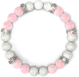Women's Rose Quartz Bracelet Rose Quartz Crystal + White Lava Aromatherapy Crystal Stone