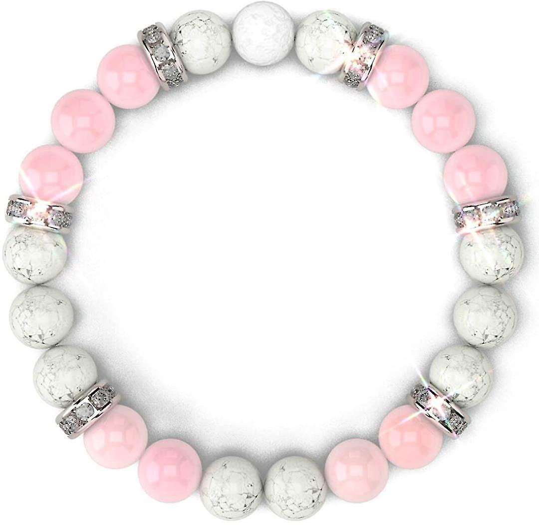 Women's Rose Quartz Bracelet Rose Quartz Crystal + White Lava Aromatherapy Crystal Stone
