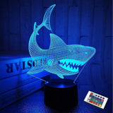 Shark 3D Illusion Night Light Animal Touch Table Desk Lamp, With Remote Control