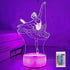 JUSCH Cute Dancing Dancer Ballet Girl Ballerina 3D Optical Illusion LED Bedroom Decor Sleep Table Lamp with Remote 7 Colors Visual Night Light Birthda