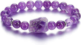 Amethyst Crystal Beaded Bracelet For Women,natural Gem Semi Precious Reiki Healing Crystal Energy Quartz Bracelet,handmade 8mm Round Stone Beads Stret