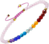 Beads Bracelets Faceted Stone 7 Chakra 4mm Healing Crystal Bracelet Adjustable Handmade Jewelry for Women