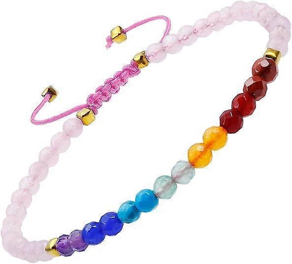 Beads Bracelets Faceted Stone 7 Chakra 4mm Healing Crystal Bracelet Adjustable Handmade Jewelry for Women