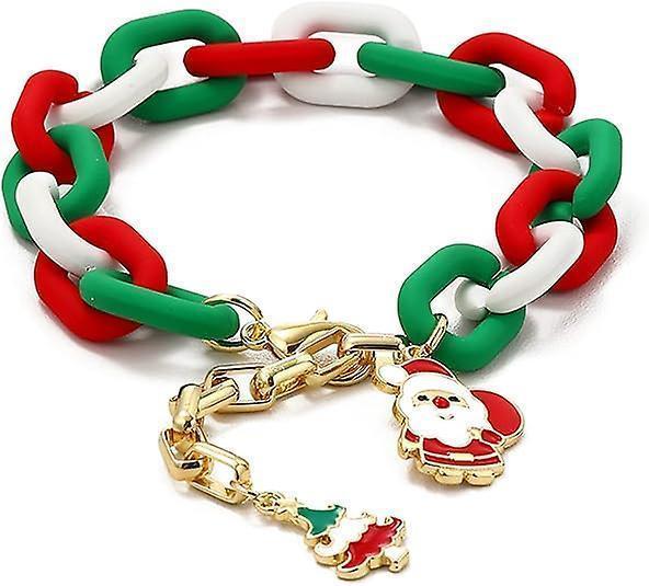 Christmas Beaded Pendant Bracelet Adjustable Christmas Tree Claus Snowman Crystal Imitation Pearl Pendant Chain Bracelet For Women Christmas Gifts