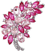 Created Crystal Fashion Brooch Pin Wedding Feather Brooches for Women-Rosered