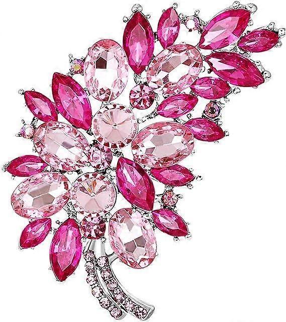 Created Crystal Fashion Brooch Pin Wedding Feather Brooches for Women-Rosered