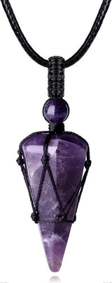 Crystal Necklace for Men Women Healing Crystal Stone Bar Pendant Necklace Adjustable Rope Necklace Natural Gemstone Necklace Jewelry