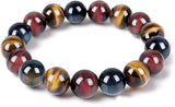 Enjoy Risingsun Tiger Eye Bracelet,Relax Anxiety Crystal Beaded Triple Protection Jewelry Bead Stone Chakra Gemstones Bracelets for women men