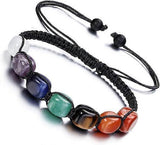 Healing Crystal Bead Bracelet Women Natural Gemstones Yoga Reiki Chakras Stone Beads Anxiety Braided Bracelet Adjustable Jewelry Men Gifts
