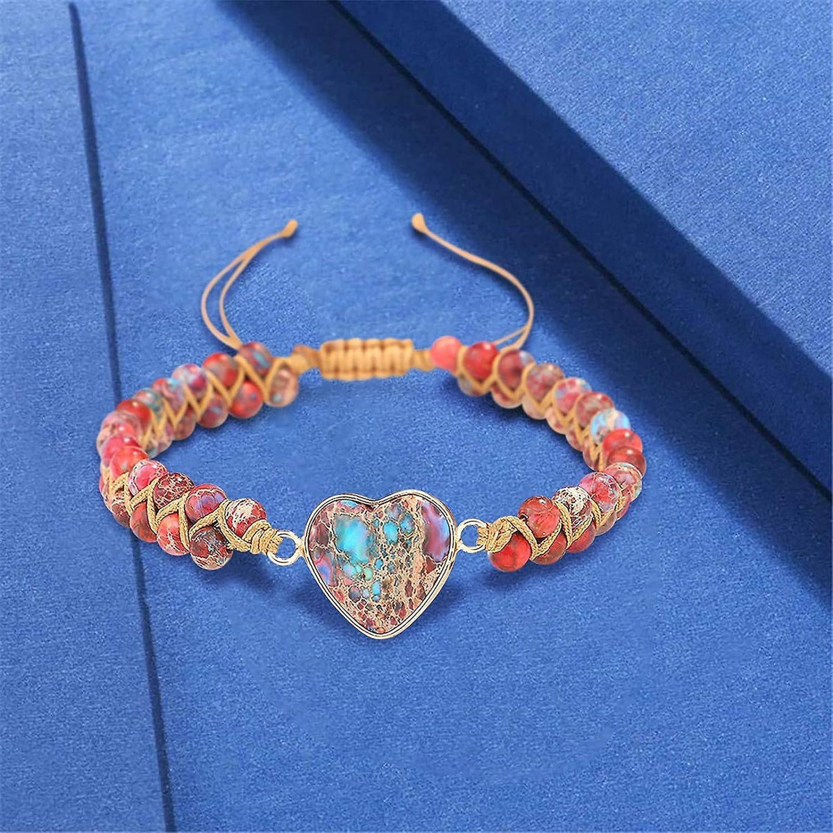 Healing Stone Bracelet Beads Yoga Bracelet Turquoise Natutal Stone Chakra Crystal Energy Heart Charm Bracelet Handmade