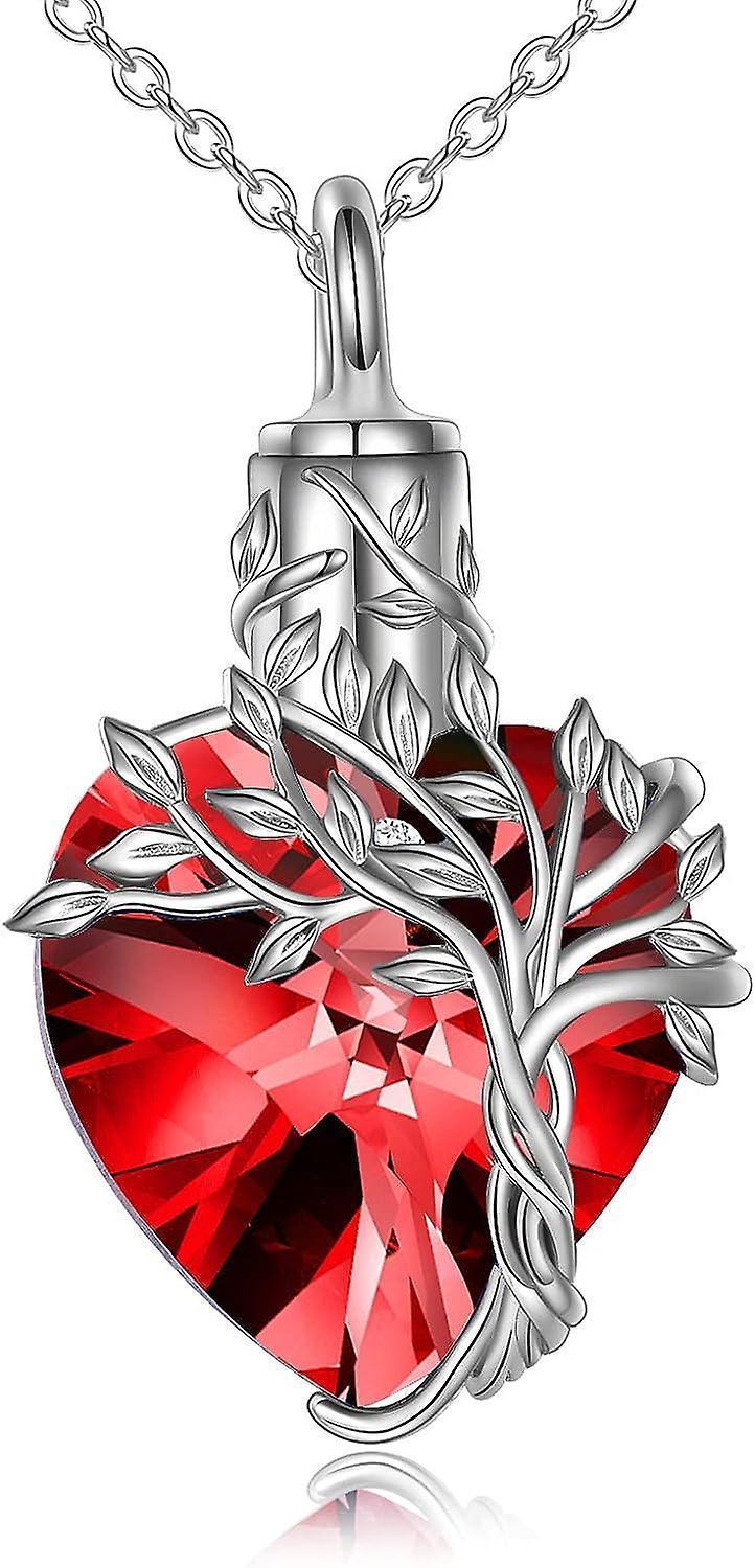 Heart Tree Of Life Urn Necklace For Ashes Sterling Silver Cremation Jewelry With Crystal W/funnel Filler Memorial Jewelry Gifts For Women Girls
