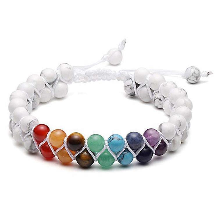Top Plaza Bead Chakra Bracelet 7 Chakras Healing Crystals Bracelet Yoga Stone Beads Bracelets Meditation Relax Anxiety Bangle for Womens Mens