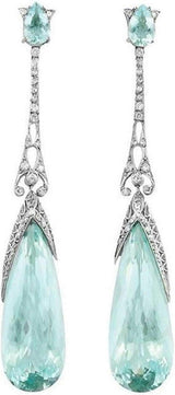 Water Drop Long Dangle Earrings Crystal Waterdrop Pierced Crystal Teardrop Long Earrings for Women Simple Jewelry, Blue