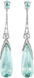 Water Drop Long Dangle Earrings Crystal Waterdrop Pierced Crystal Teardrop Long Earrings for Women Simple Jewelry, Blue