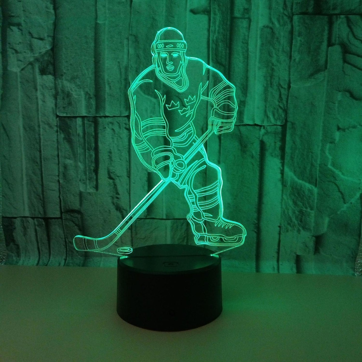 3D Night Lights Ice Hockey Athlete 3D Illusion Bed