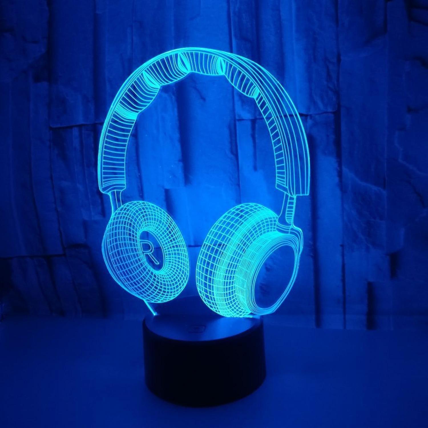 3D Illusion Headphone Headset Night Light 7 Colors