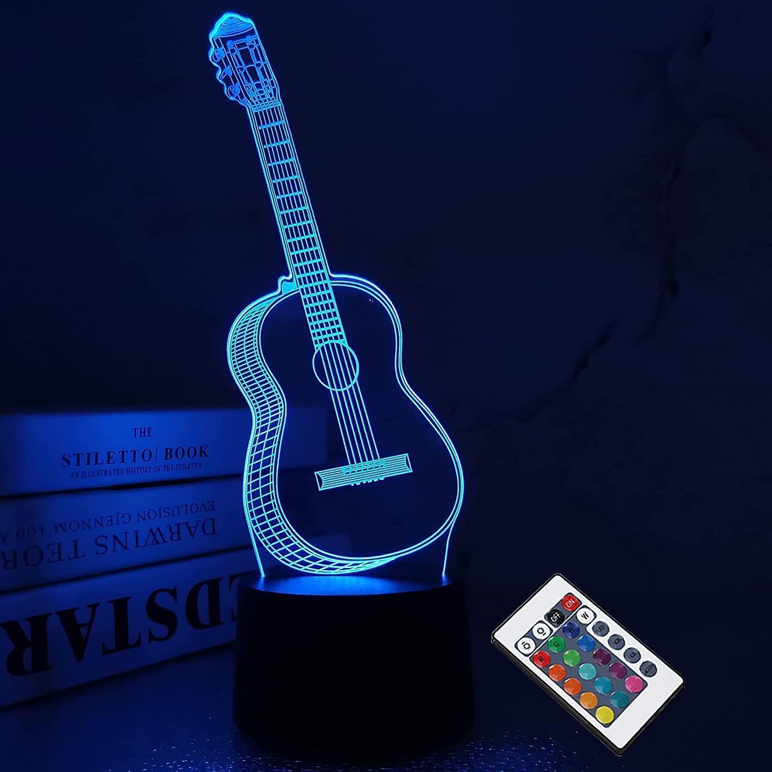 3D Night Light Guitar Gifts for Music Lovers, 3D Illusion Lamp with Remote Gift