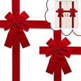 2pcs Christmas Cabinet Big Bows Large Door Lace Christmas Tree Bow Ribbon Red and Green Bow Holiday Decorations Christmas Front Door Party Supplies