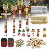 DIY Letter Christmas Tree Decorations Letter Tiles Christmas Decor Wooden Words Christmas Ornament with Linen Bells Bow Hanging Capital Letter Christmas