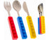 Set of 3 Interlocking Block Babies Silverware - Babies Fork and Spoon Set with Babies Knife for Babies - Non-BPA Babies Cutlery and Babies secure Stainless Ste
