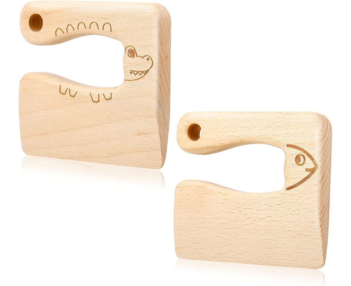 2 Pieces Wooden Babies Knife For Cooking, Babies secure Knives Wooden Babies Knife For Cooking And Cutting Veggies Fruits