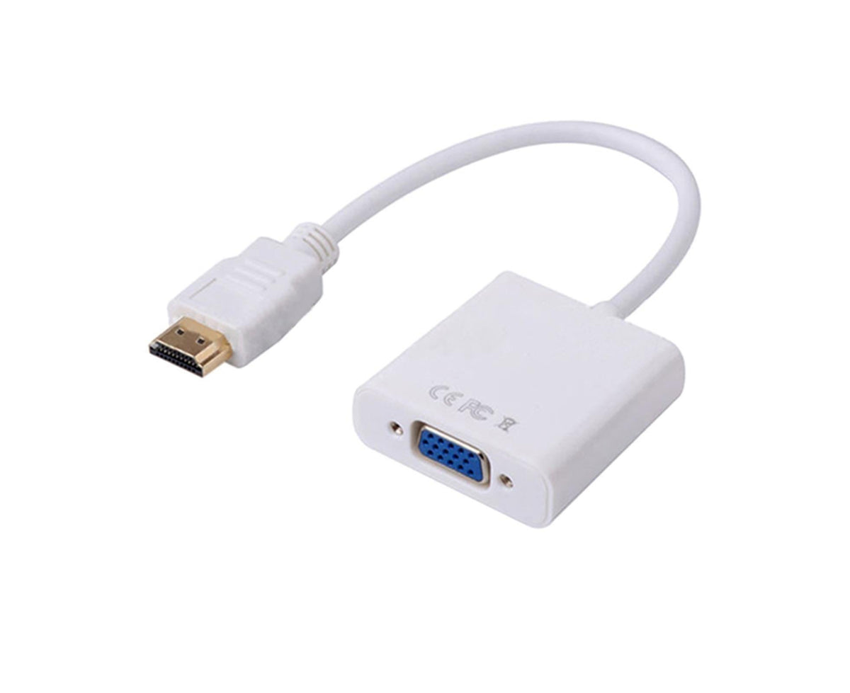 1080P VGA Male to HDMI-compatible Video Adapter Universal Gold Plated Female for PC HDTV - White