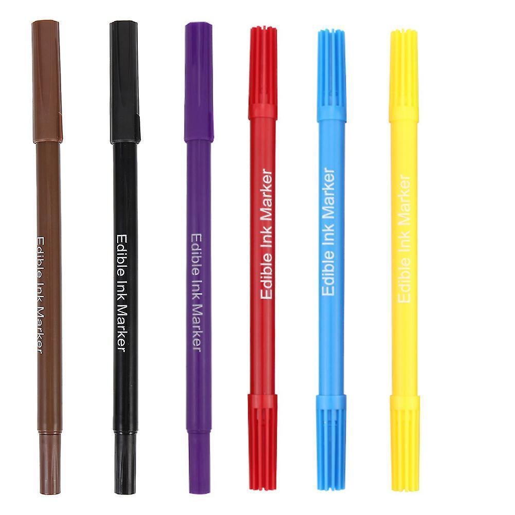 6pcs Double-tips Food Markers Practical Edible Pens Cookie Decorating Pens Convenient Edible Markers