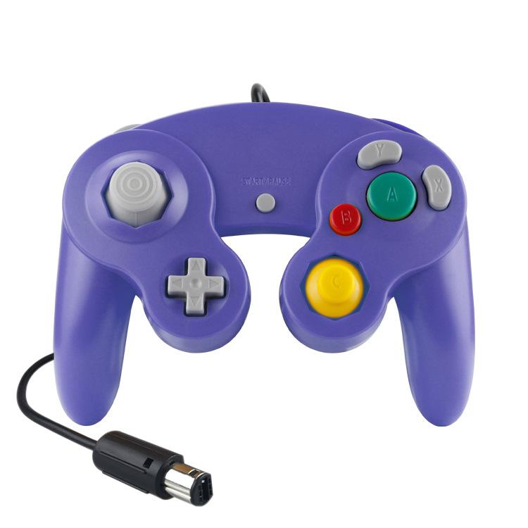 Wired Game Controller for NGC Console - Classic Design,Compatible with GameCube,Vibration Feature - Blue Purple