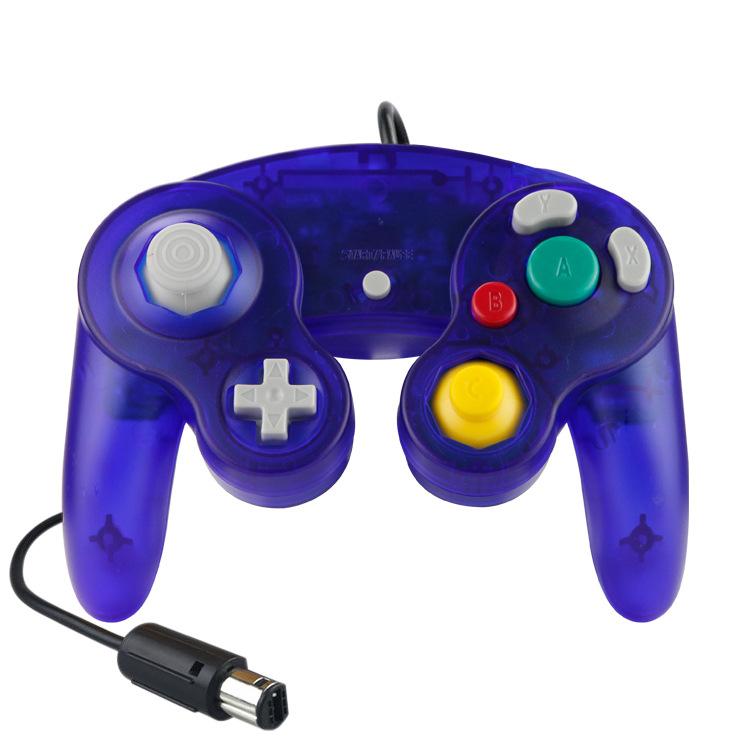 Wired Game Controller for NGC Console - Classic Design,Compatible with GameCube,Vibration Feature - Transparent Blue
